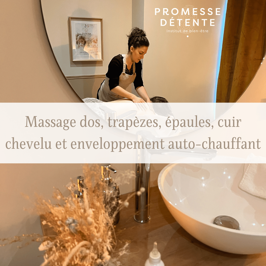 Massage dos, trapèzes, épaules, cuir chevelu et enveloppement auto-chauffant image