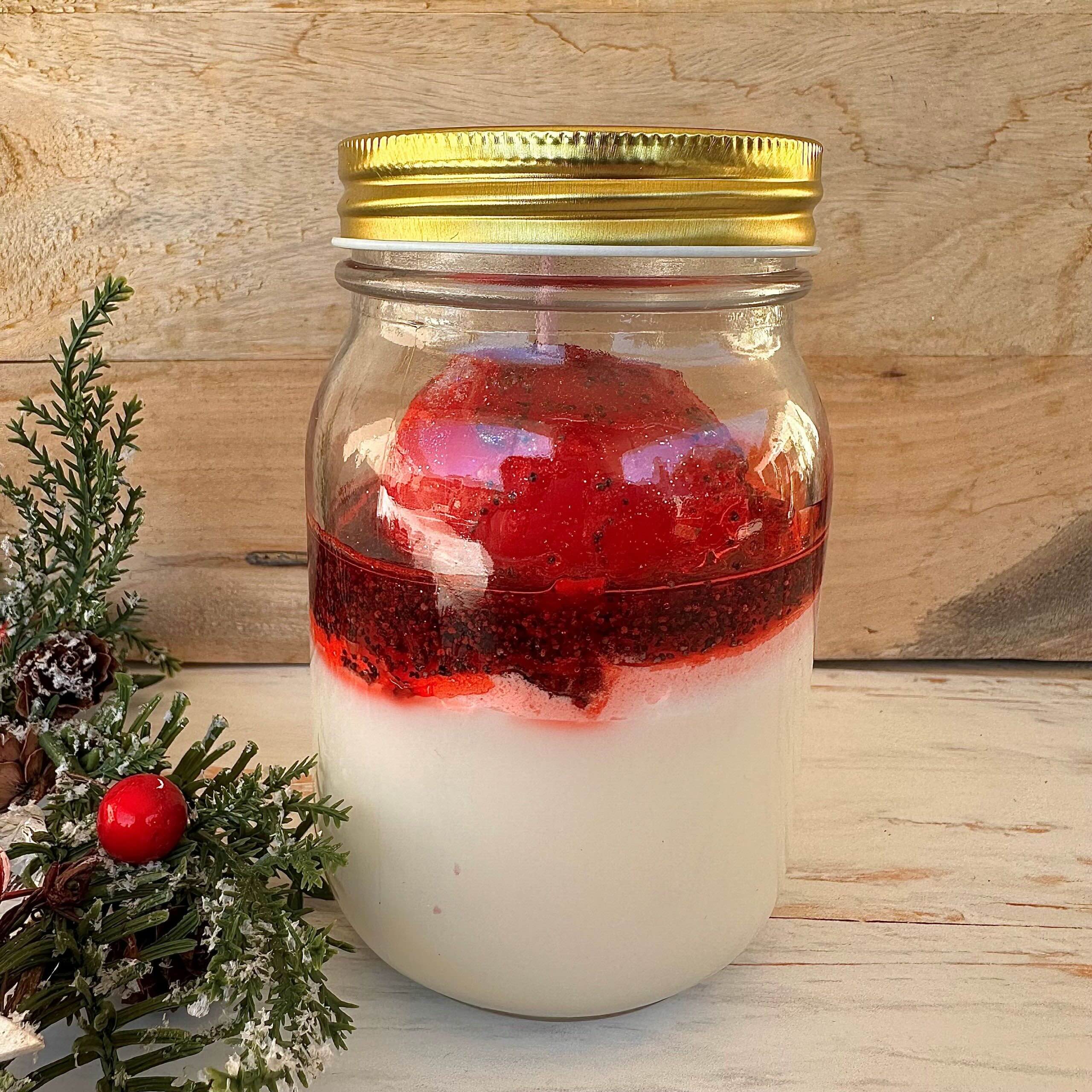 Bougie mason jar POMME D'AMOUR ET SON COULIS image