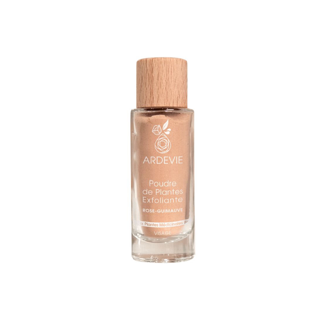 poudre de plantes exfoliantes Rose et guimauve
